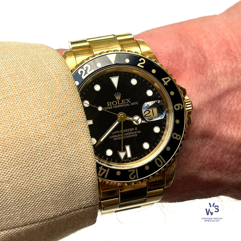 Rolex GMT Master II 18K Yellow Gold - Vintage Watch Specialist