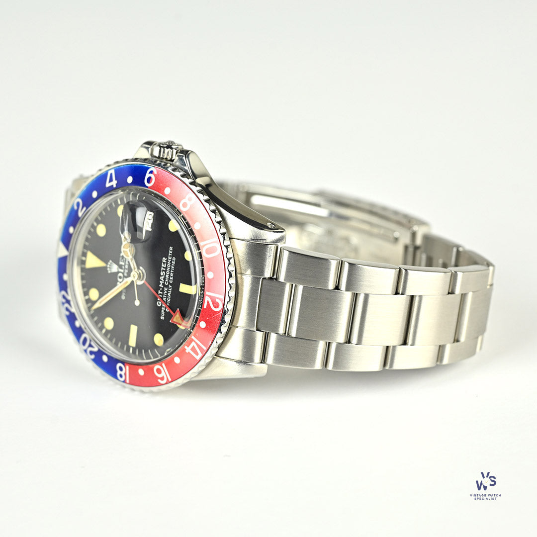 Rolex Oyster Perpetual GMT Pepsi Bezel Model 1675 MK4 Dial Box Vintage Watch Specialist