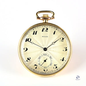 Rolex Gold Plated Pocket Watch - Sunburst Dial - Breguet Numerals - Vintage Watch Specialist