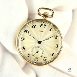 Rolex Gold Plated Pocket Watch - Sunburst Dial - Breguet Numerals - Vintage Watch Specialist