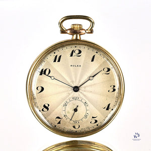 Rolex Gold Plated Pocket Watch - Sunburst Dial - Breguet Numerals - Vintage Watch Specialist