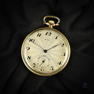 Rolex Gold Plated Pocket Watch - Sunburst Dial - Breguet Numerals - Vintage Watch Specialist