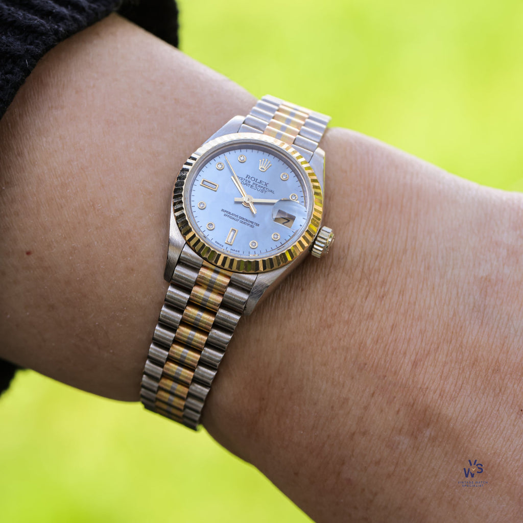 Rolex - Lady’s 26mm Datejust - Tridor - Mother of Pearl Dial - Model Reference 69179B - circa. 1989 with Original Rolex Boxes - Vintage