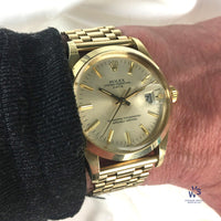 Rolex Oyster Perpetual Date - A 14k Gold Reference 15007 - Silver Sunburst Dial - c.1983 - Vintage Watch Specialist