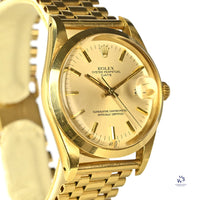 Rolex Oyster Perpetual Date - A 14k Gold Reference 15007 Silver Sunburst Dial c.1983 Vintage Watch Specialist