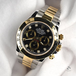 Rolex Oyster Perpetual Daytona - Reference 116503 - Gold and Steel - Black Diamond Dot Dial - 2022 - Vintage Watch Specialist