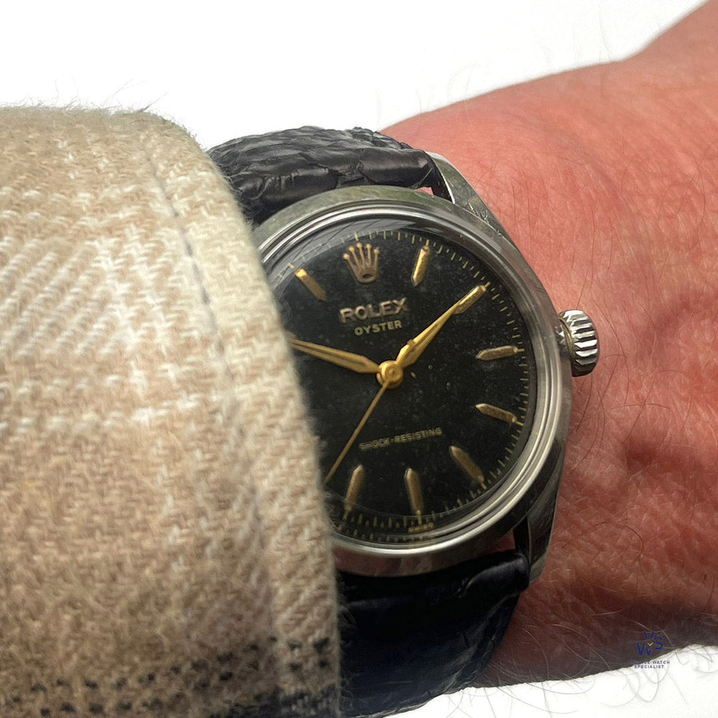 Rolex - Oyster Precision - Black and Gilt Dial - Model Reference 6480 - c.1956 - Vintage Watch Specialist