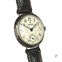 Rolex Silver Cased Trench Watch Off White Enamel Dial WW1 c.1917 Vintage Watch Specialist