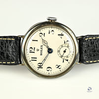 Rolex Silver Cased Trench Watch Off White Enamel Dial WW1 c.1917 Vintage Watch Specialist
