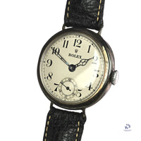 Rolex Silver Cased Trench Watch Off White Enamel Dial WW1 c.1917 Vintage Watch Specialist