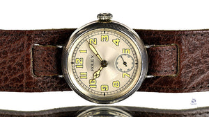Rolex Trench Watch Solid Silver Dennison Case Original Lume Hallmarked Birmingham c.1915 Vintage Watch Specialist