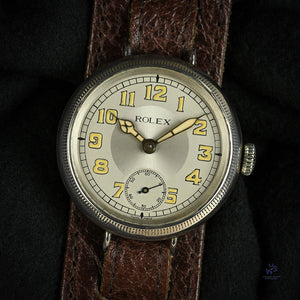 Rolex Trench Watch Solid Silver Dennison Case Original Lume Hallmarked Birmingham c.1915 Vintage Watch Specialist