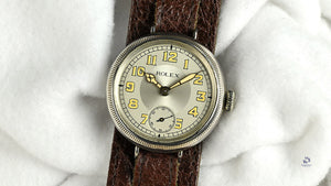 Rolex Trench Watch Solid Silver Dennison Case Original Lume Hallmarked Birmingham c.1915 Vintage Watch Specialist