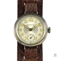 Rolex Trench Watch Solid Silver Dennison Case Original Lume Hallmarked Birmingham c.1915 Vintage Watch Specialist