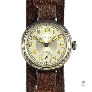 Rolex Trench Watch Solid Silver Dennison Case Original Lume Hallmarked Birmingham c.1915 Vintage Watch Specialist