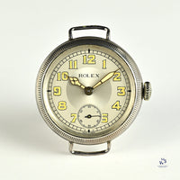 Rolex Trench Watch Solid Silver Dennison Case Original Lume Hallmarked Birmingham c.1915 Vintage Watch Specialist