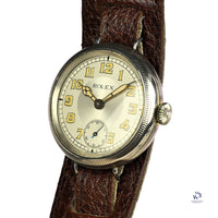 Rolex Trench Watch Solid Silver Dennison Case Original Lume Hallmarked Birmingham c.1915 Vintage Watch Specialist