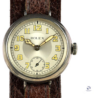 Rolex Trench Watch Solid Silver Dennison Case Original Lume Hallmarked Birmingham c.1915 Vintage Watch Specialist
