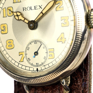 Rolex Trench Watch Solid Silver Dennison Case Original Lume Hallmarked Birmingham c.1915 Vintage Watch Specialist