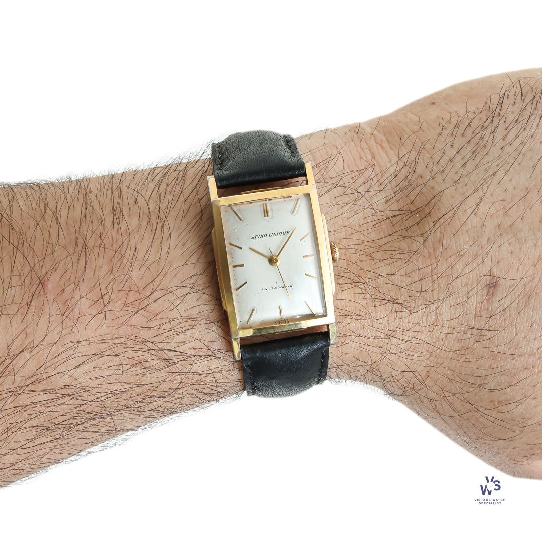 Seiko Unique 10195 - Gold Plated Tank Case - c.1960s Vintage Watch Specialist Seiko Unique 10195 - Gold Plated Tank Case - c.1960s Vintage Watch Specialist