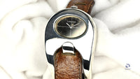 Serge Manzon for Longines Stirrup Watch - Solid Silver - Original Strap and Box - c.1972 - Vintage Watch Specialist
