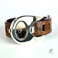 Serge Manzon for Longines Stirrup Watch - Solid Silver - Original Strap and Box - c.1972 - Vintage Watch Specialist