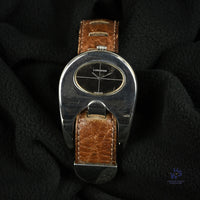 Serge Manzon for Longines Stirrup Watch - Solid Silver - Original Strap and Box - c.1972 - Vintage Watch Specialist