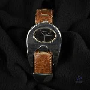 Serge Manzon for Longines Stirrup Watch - Solid Silver - Original Strap and Box - c.1972 - Vintage Watch Specialist