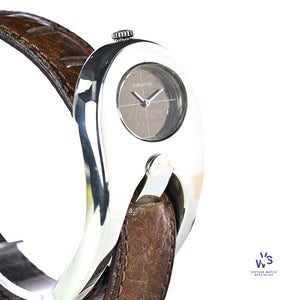 Serge Manzon for Longines Stirrup Watch - Solid Silver - Original Strap and Box - c.1972 - Vintage Watch Specialist