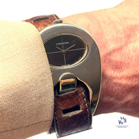 Serge Manzon for Longines Stirrup Watch - Solid Silver - Original Strap and Box - c.1972 - Vintage Watch Specialist