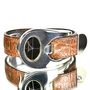 Serge Manzon for Longines Stirrup Watch - Solid Silver - Original Strap and Box - c.1972 - Vintage Watch Specialist