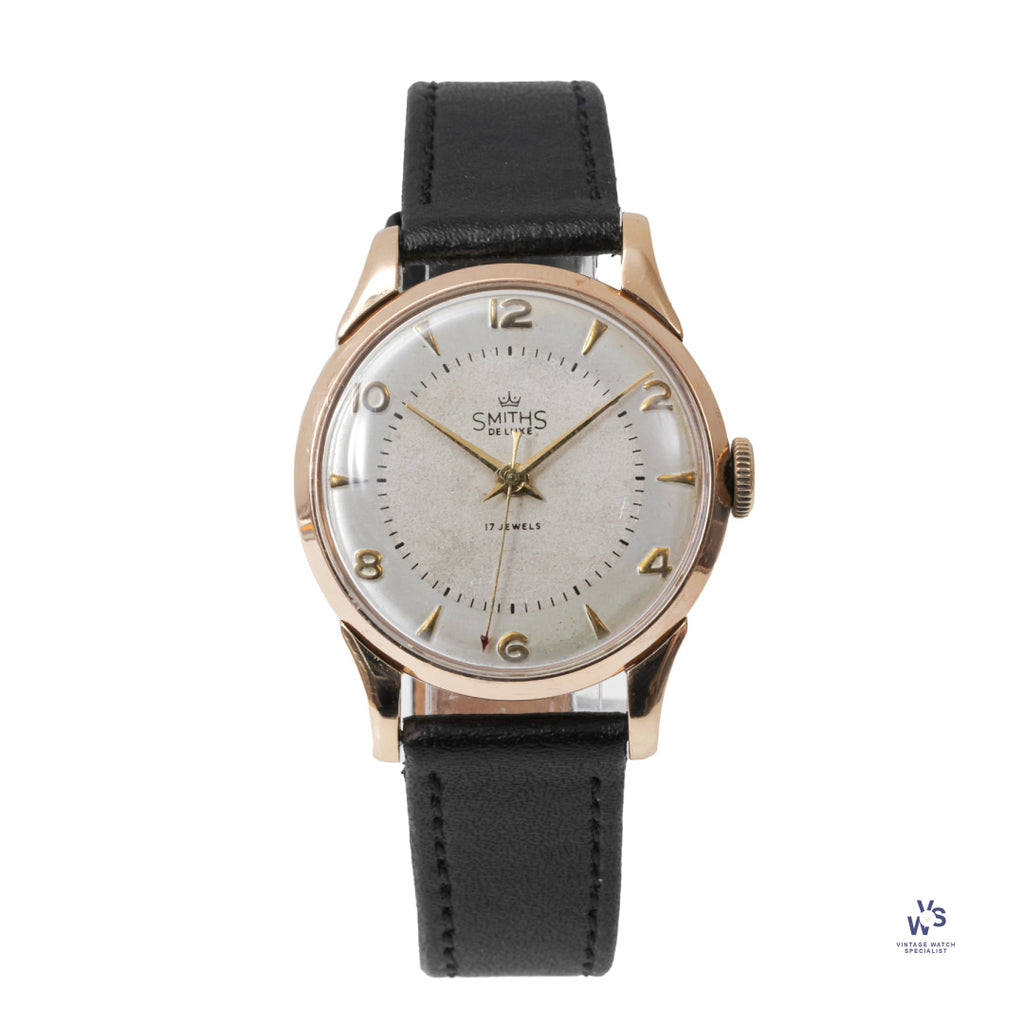 Smiths De Luxe - 9k Gold Case - White Dial - c.1950s - Vintage Watch Specialist