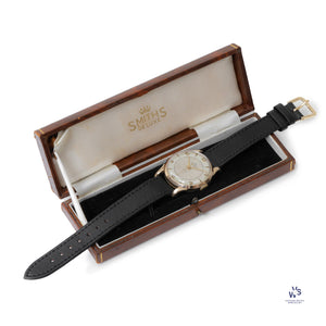 Smiths De Luxe - 9k Gold Case - White Dial - c.1950s - Vintage Watch Specialist
