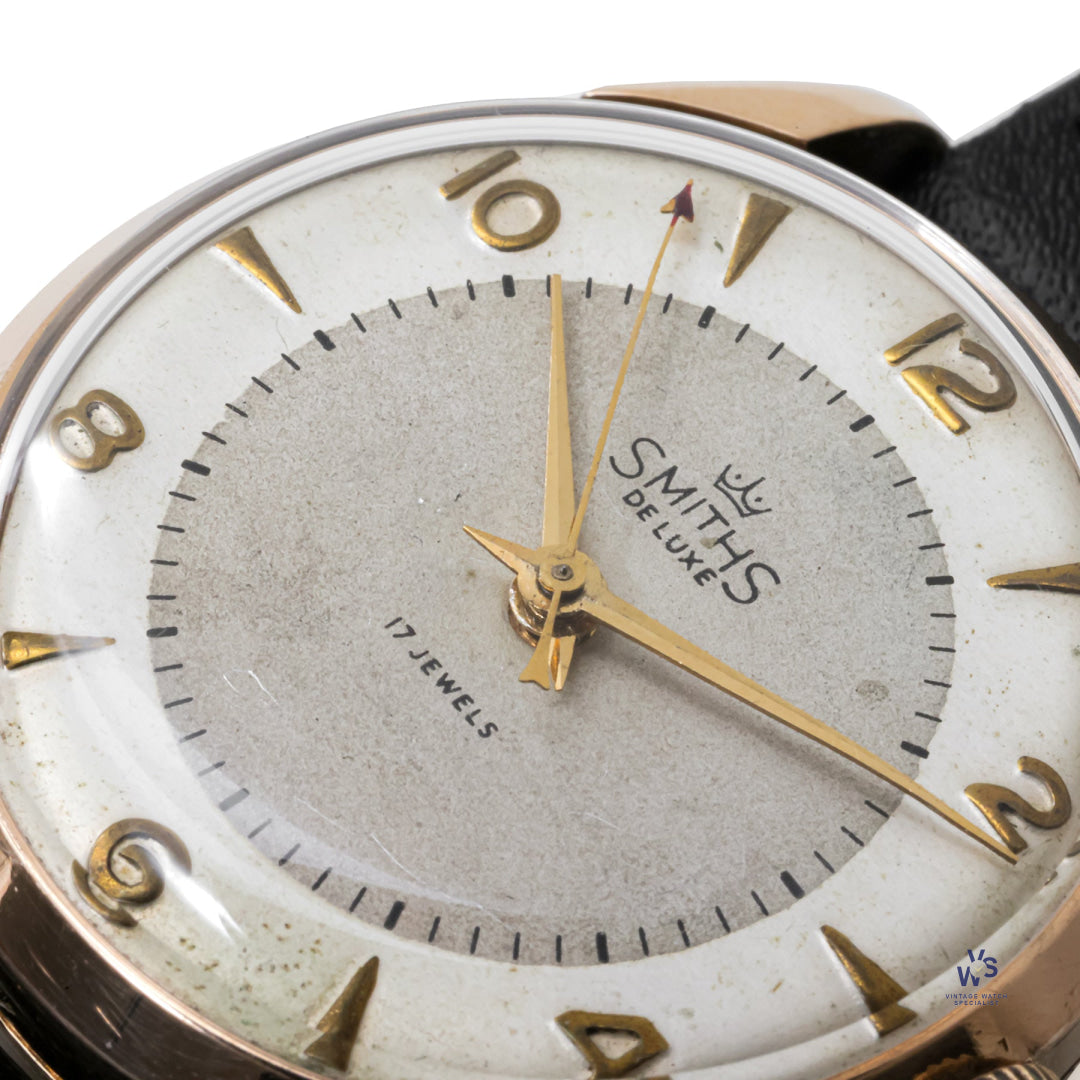 Smiths De Luxe - 9k Gold Case - White Dial - c.1950s – Vintage
