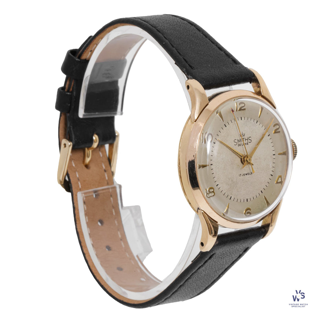 Smiths De Luxe - 9k Gold Case - White Dial - c.1950s – Vintage