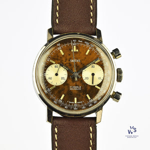 Smiths Two Register Chronograph - Reverse Panda Tropical Chocolate Dial - c.1960s - Vintage Watch Specialist