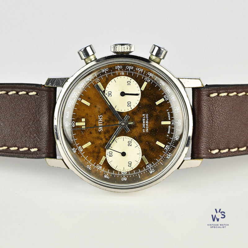Smiths Two Register Chronograph - Reverse Panda Tropical Chocolate Dial - c.1960s - Vintage Watch Specialist