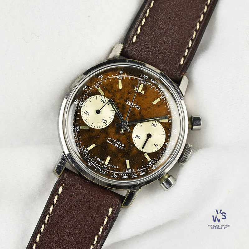 Smiths Two Register Chronograph - Reverse Panda Tropical Chocolate Dial - c.1960s - Vintage Watch Specialist