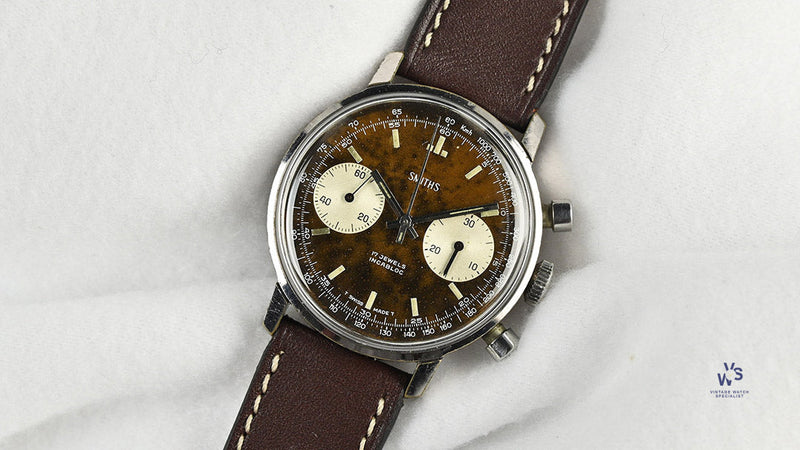 Smiths Two Register Chronograph - Reverse Panda Tropical Chocolate Dial - c.1960s - Vintage Watch Specialist