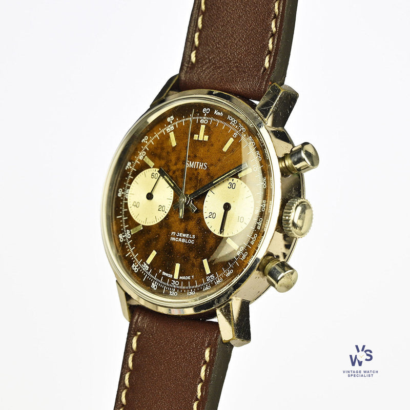 Smiths Two Register Chronograph - Reverse Panda Tropical Chocolate Dial - c.1960s - Vintage Watch Specialist
