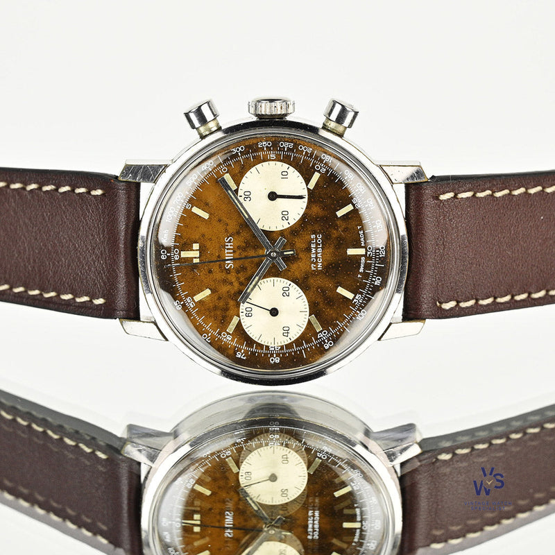 Smiths Two Register Chronograph - Reverse Panda Tropical Chocolate Dial - c.1960s - Vintage Watch Specialist