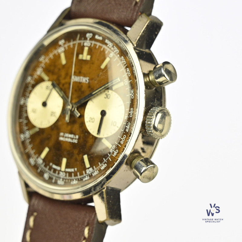 Smiths Two Register Chronograph - Reverse Panda Tropical Chocolate Dial - c.1960s - Vintage Watch Specialist