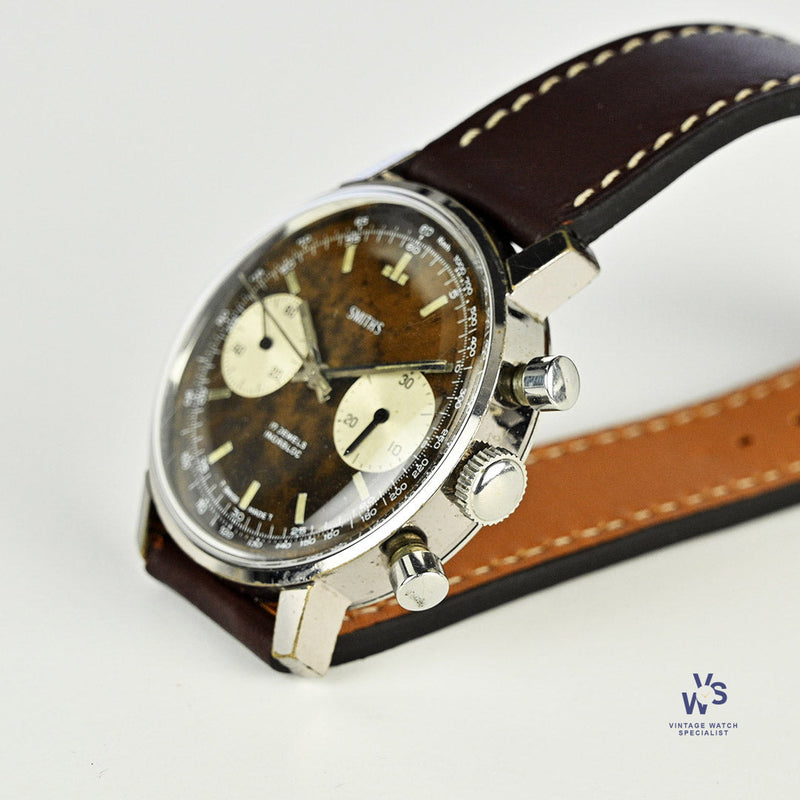 Smiths Two Register Chronograph - Reverse Panda Tropical Chocolate Dial - c.1960s - Vintage Watch Specialist