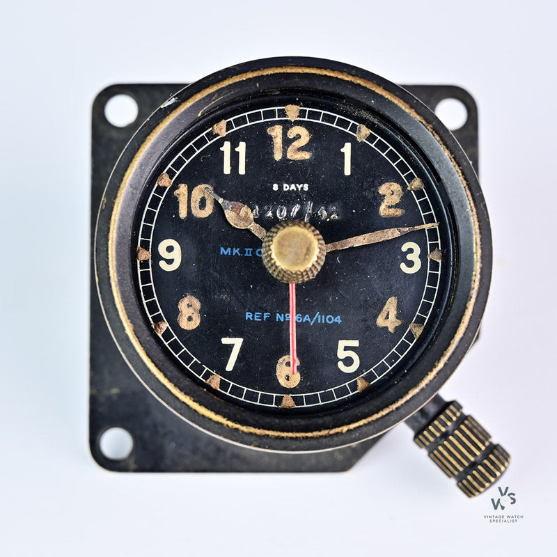 Smiths WW2 8 Day Aircraft Dashboard Clock - Model ref: 6A/1104 - 1941 - Vintage Watch Specialist