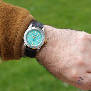 Squale Model Y1545 - 30 Atmos Steel Divers Watch - Teal-Blue Dial - With Original Box and Paperwork - Vintage Watch Specialist