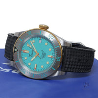 Squale Model Y1545 - 30 Atmos Steel Divers Watch - Teal-Blue Dial - With Original Box and Paperwork - Vintage Watch Specialist