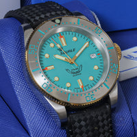 Squale Model Y1545 - 30 Atmos Steel Divers Watch - Teal-Blue Dial - With Original Box and Paperwork - Vintage Watch Specialist
