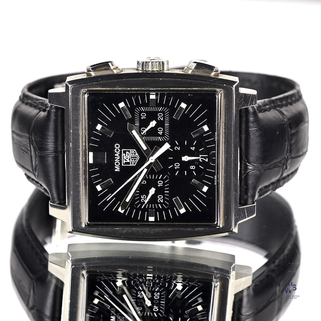 Tag Heuer Monaco Model Reference CW2111 0 Black Dial Chronograph Vintage Watch Specialist