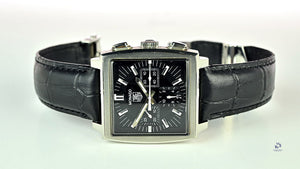 Tag Heuer Monaco - Model Reference: CW2111-0 - Black Dial Chronograph - Box & Papers - Vintage Watch Specialist