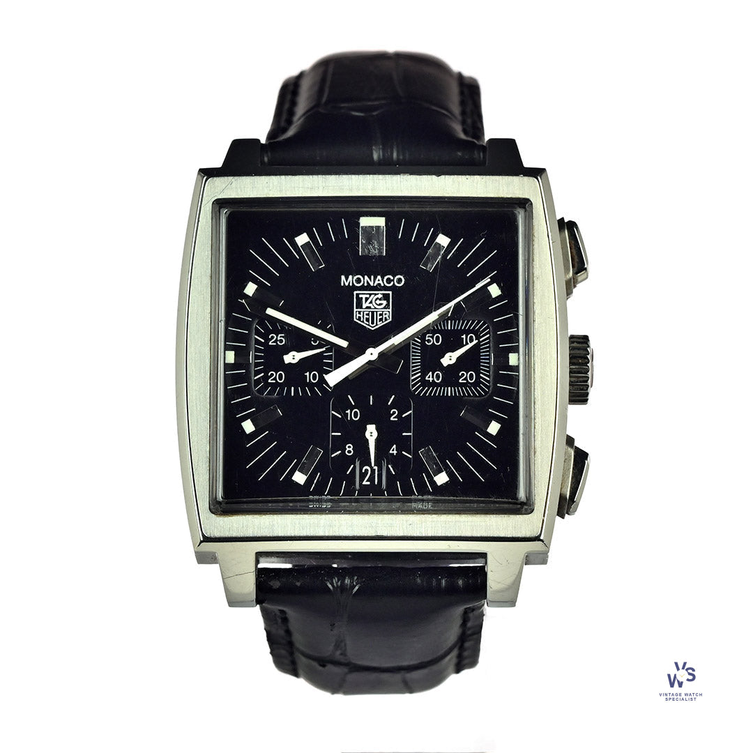 Tag Heuer Monaco Model Reference CW2111 0 Black Dial Chronograph Vintage Watch Specialist
